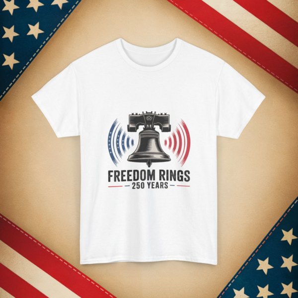 Freedom Rings – Liberty Bell with Sound Waves Unisex Heavy Cotton Tee - Celebrate 250 Years in Style
