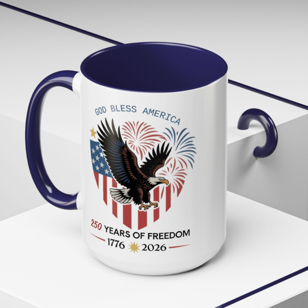 Freedom Coffee Mug – Celebrate 250 Years of Freedom – Bald Eagle Patriotic Commemorative Design | American Heritage Collection