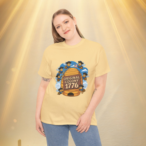 12807056934328138168_v2_2048_custom.webp Bee-themed Unisex Heavy Cotton Tee - Original Colony 1776