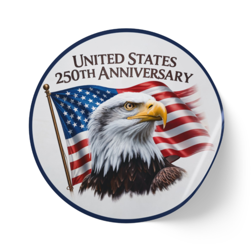 13438640160803024319_2048.webp Patriotic Round Sticker Labels - USA 250th Anniversary Eagle Round Stickers – Celebrate Freedom in Style!