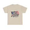 15739692559079079780_2048.webp A tan t-shirt with a graphic of an American flag and the words 'God Bless America - 250 years'.