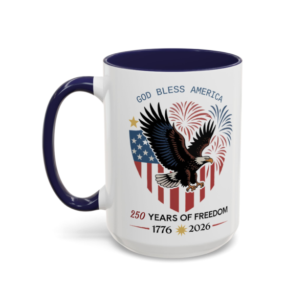 Freedom Coffee Mug – Celebrate 250 Years of Freedom – Bald Eagle Patriotic Commemorative Design | American Heritage Collection