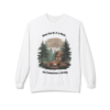17102994874704356743_2048.webp White crewneck sweatshirt featuring a design of a cozy cabin scene with the text 'When the Wi-Fi is Weak... the Connection is Strong'.