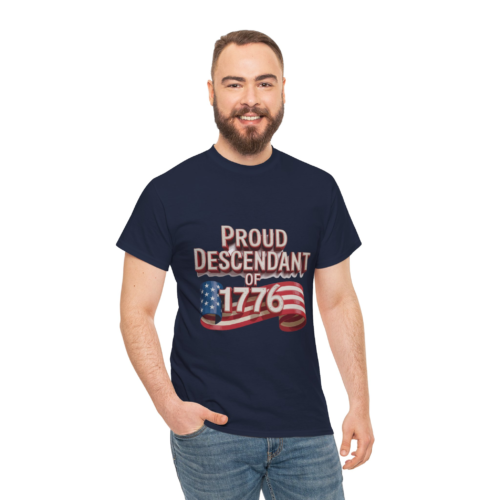 2798588836088308253_2048.webp Proud Descendant of 1776 - Patriotic Unisex Heavy Cotton Tee
