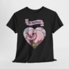 4822037075568374589_2048.webp Black t-shirt featuring a cartoon pig with a bow tie inside a heart, and a banner reading 'My Pet Piggy'.