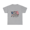 5604488000107161687_2048.webp A gray t-shirt with the design 'God Bless America - 250 years' superimposed over an American flag.