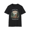 Black t-shirt with the design: 'When the WiFi is Weak... the Connection is Strong', featuring a cabin scene with people around a campfire.