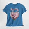 7550230169897949779_2048.webp A blue t-shirt featuring a cartoon pig wearing a bow tie inside a heart shape with the text 'My Pet Piggy' above it.