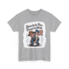 8966224081795665457_2048.webp Gray t-shirt featuring a cartoon graphic of a farmer with the American flag and the text "Born to be Free, Forced to Work".