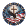 11284833968517505425_2048.webp Round Vinyl Sticker — "Blessed Is The Nation: 250 Years — Under God" Patriotic Eagle with Cross (Psalm 33:12)