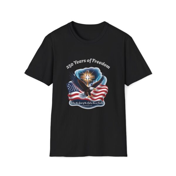 Patriotic Eagle Cross T-Shirt – "250 Years of Freedom" American Flag Tee