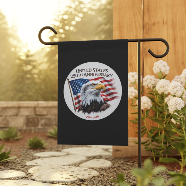 14108654243094849856_2048.webp 250th Anniversary Eagle Garden Flag — United States 1776–2026 Patriotic House Banner | Black