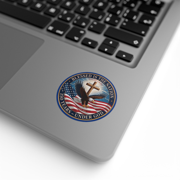 15311277429975506943_2048.webp Round Sticker Rolls — "Blessed Is The Nation" Patriotic Cross & Eagle Seal (250 Years — Under God)