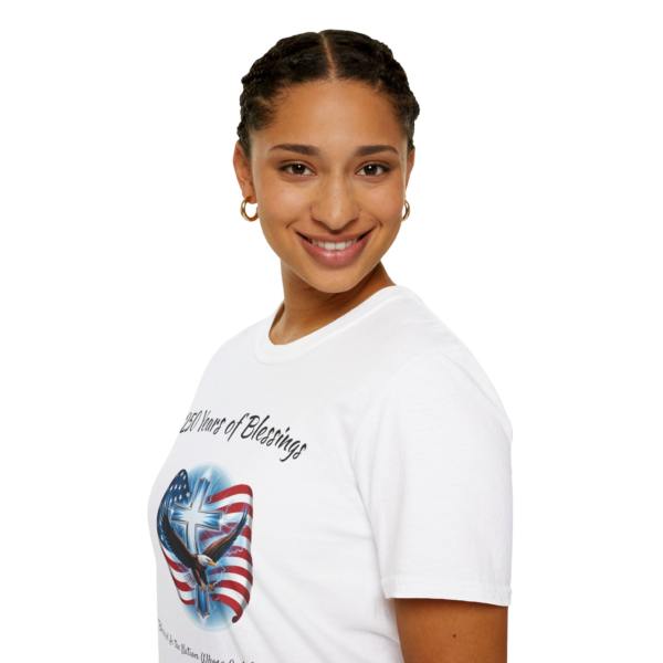 250 Years of Blessings Patriotic T-Shirt — American Flag and Cross Tee