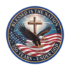 17349359003382864782_2048.webp Round Vinyl Sticker — "Blessed Is The Nation: 250 Years — Under God" Patriotic Eagle with Cross (Psalm 33:12)