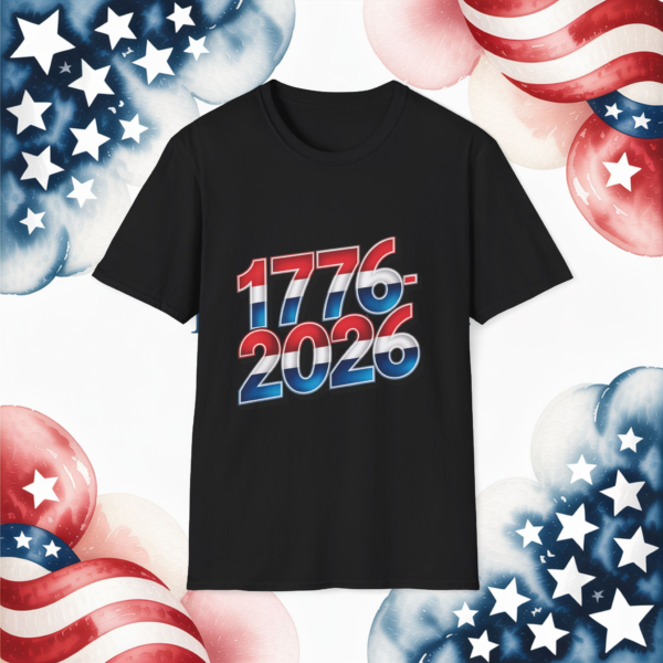 5281719272645999627_2048_custom.webp T-Shirt — 1776 to 2026 Patriotic Flag Numbers Tee