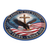 7911923269523931254_2048.webp Round Vinyl Sticker — "Blessed Is The Nation: 250 Years — Under God" Patriotic Eagle with Cross (Psalm 33:12)