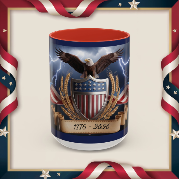 7583618700659049906_2048_custom.jpeg Patriotic Eagle Coffee Mug ~ 1776-2026 American Flag Shield Accent Mug